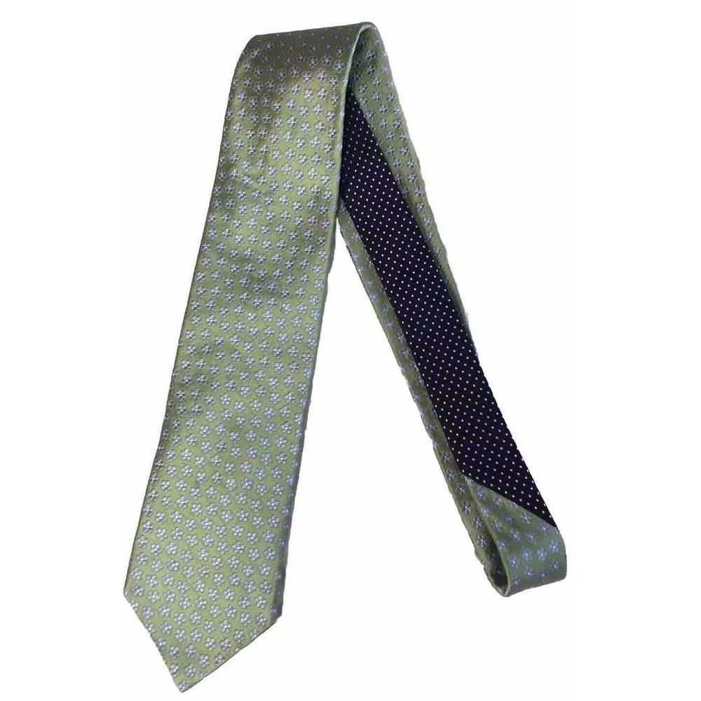 Tommy Hilfiger Mens 100% Silk Necktie Blue Green Foulard Preppy Made In USA Tie